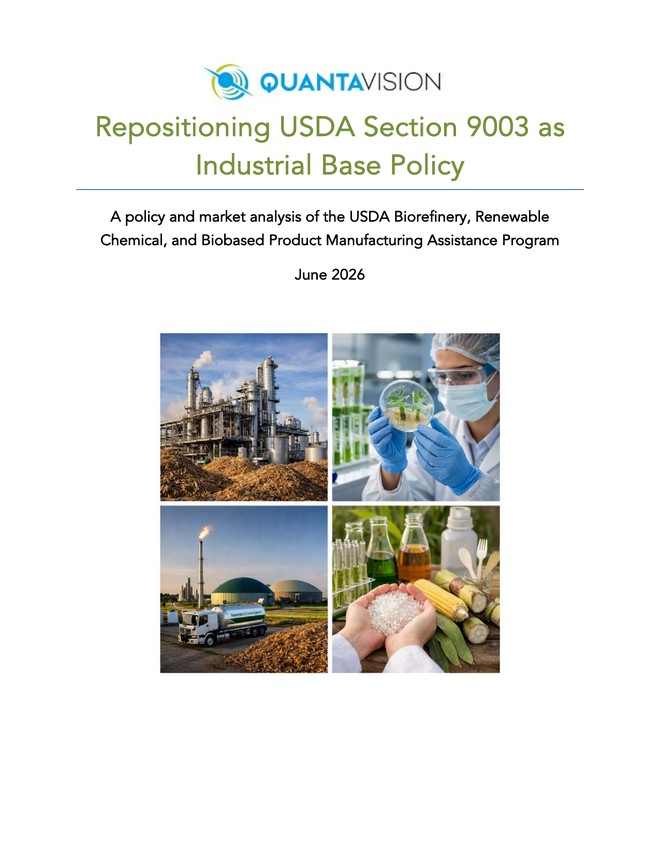 QuantaVision white paper cover — Repositioning USDA Section 9003 as Industrial Base Policy, June 2026